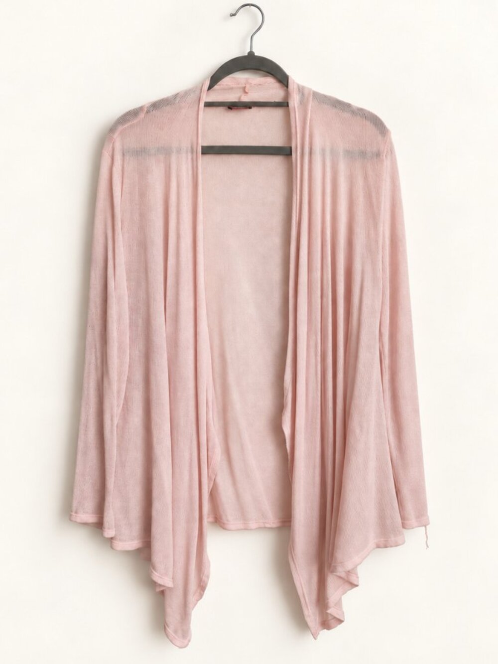 Hanger 55 Blush Pink Sheer Knit Waterfall Cardigan L